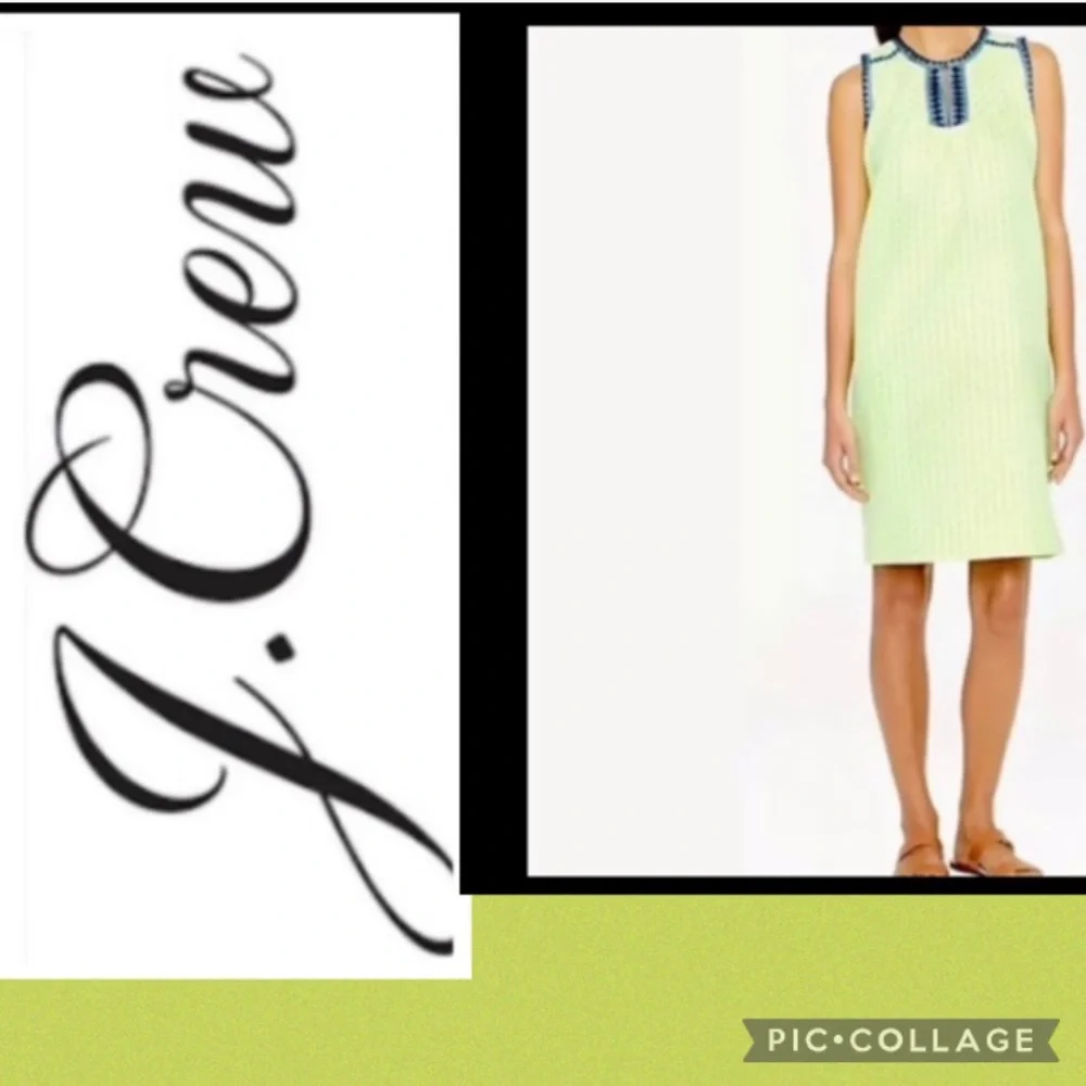 NEW J.Crew neon green/yellow with white, navy blue trim/new condition